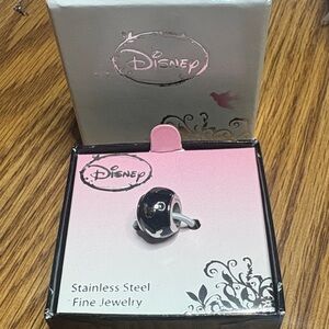 Disney Black and Stainless Steel Silver Enamel Charm